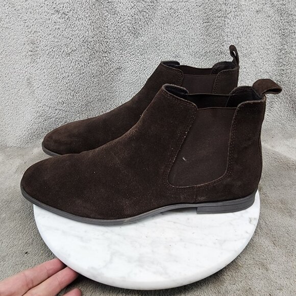  Shoes Mens Size 9 Design Brown Leather Chelsea Ankle Boots *GUC* main image 7
